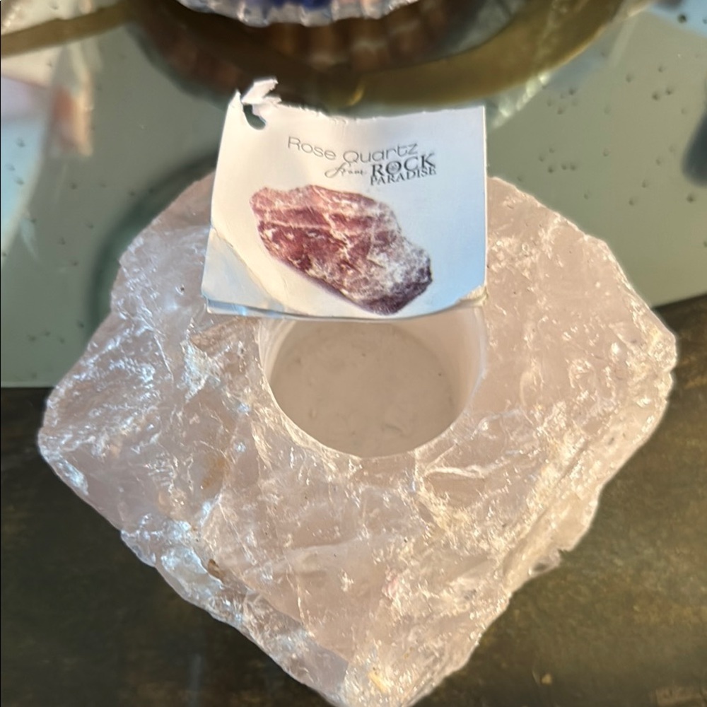 Rose Quartz  tea light Candle Holder